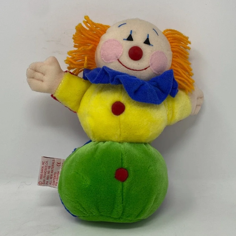 Vintage‎ 1990 Dakin Plush Carnival Clown Reversible Stuffed Toy 2 Sided Colorful